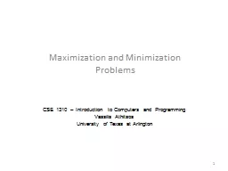 Maximization and Minimization Problems