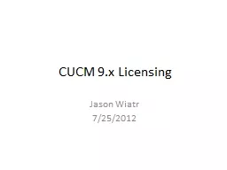 CUCM  9.x  Licensing Jason Wiatr