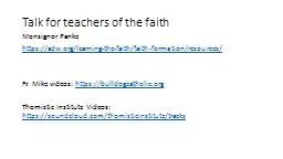 Talk for teachers of the faith