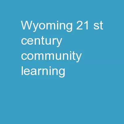 Wyoming  21 st  Century Community Learning