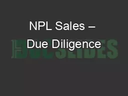 NPL Sales – Due Diligence
