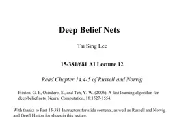 Deep Belief Nets Tai Sing Lee