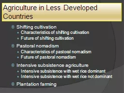 Agriculture in Less Developed Countries