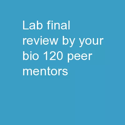 Lab Final Review By your Bio 120 Peer Mentors