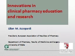 Innovations in  clinical pharmacy education and research