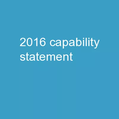 2016 Capability Statement