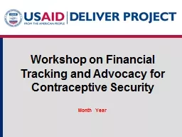 Workshop on Financial Tracking and Advocacy for Contraceptive Security