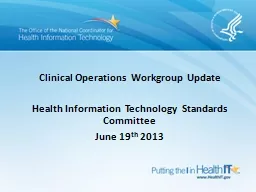 Clinical Operations Workgroup