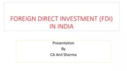 FOREIGN DIRECT  INVESTMENT (FDI)