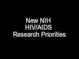 New NIH HIV/AIDS Research Priorities