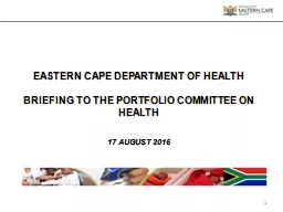 EASTERN CAPE DEPARTMENT OF HEALTH