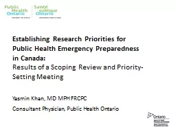 Establishing Research Priorities for Public Health Emergency Preparedness in Canada: