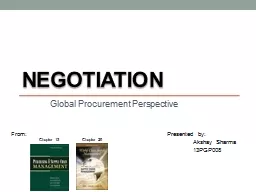 Negotiation Global Procurement Perspective