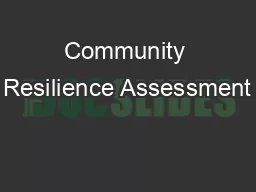 Community Resilience Assessment