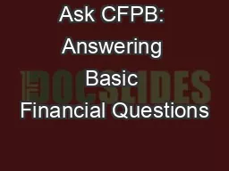 Ask CFPB: Answering Basic Financial Questions