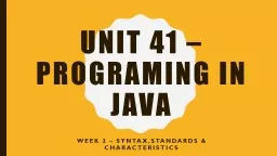 Unit 41 – Programing in Java