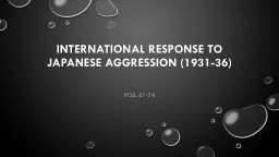 International Response to Japanese AGGRESSION (1931-36)