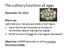 The culinary functions of eggs