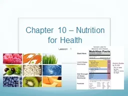 Chapter 10 – Nutrition for Health
