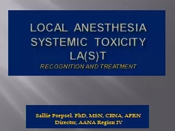 Local Anesthesia Systemic Toxicity LA(S)T