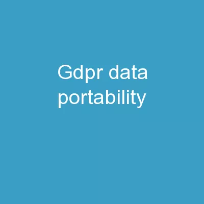 GDPR – Data Portability