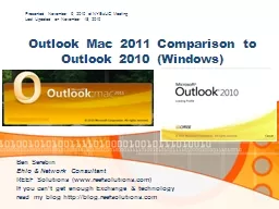 Outlook Mac  2011 Comparison to Outlook 2010 (Windows)