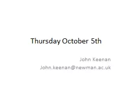Thursday October 5th John Keenan