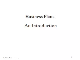 Business Plans: An Introduction