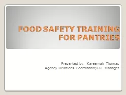 FOOD SAFETY TRAINING  FOR PANTRIES