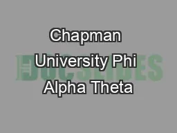 Chapman University Phi Alpha Theta