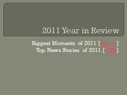 2011 Year in Review Biggest Moments of 2011 [