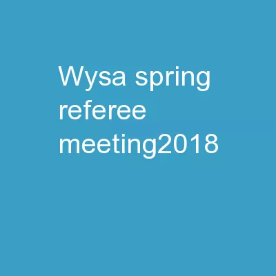 WYSA Spring Referee Meeting2018