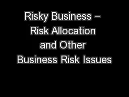 Risky Business – Risk Allocation and Other Business Risk Issues