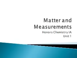 Matter and Measurements Honors Chemistry IA