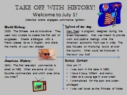 Take off with history! Welcome to July 1!