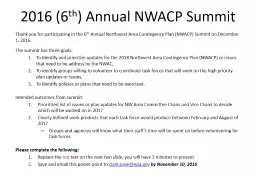 2017 (7 th ) Annual NWACP Summit