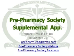 Pre-Pharmacy  Society Supplemental App.