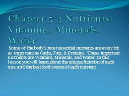 Chapter 5-3 Nutrients: Vitamins, Minerals, Water
