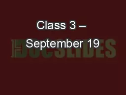 Class 3 – September 19
