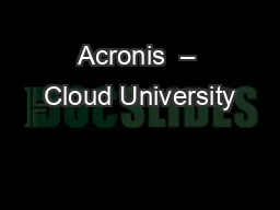 Acronis  – Cloud University