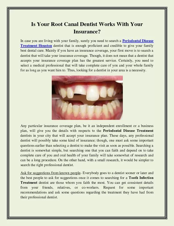 Is Your Root Canal Dentist Works With Your Insurance
