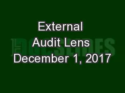 External Audit Lens December 1, 2017