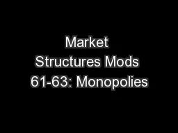 Market Structures Mods 61-63: Monopolies