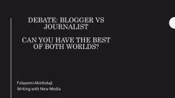 Debate: Blogger vs journalist