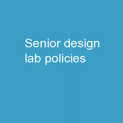 Senior Design Lab Policies