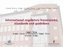 International regulatory frameworks, standards and guidelines