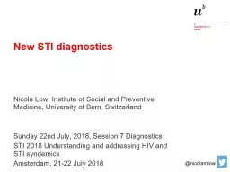 New STI diagnostics Nicola Low, Institute