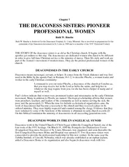 Chapter  THE DEACONESS SISTERS PIONEER PROFESSIONAL WO