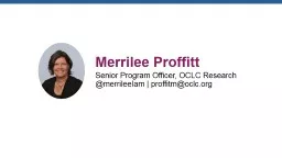 Senior Program Officer, OCLC Research