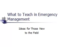 What to Teach in Emergency Management